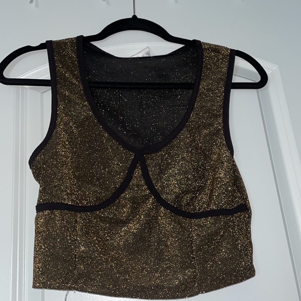 Livi by Olivia Rae Gold Sparkly Black Crop Top NWT